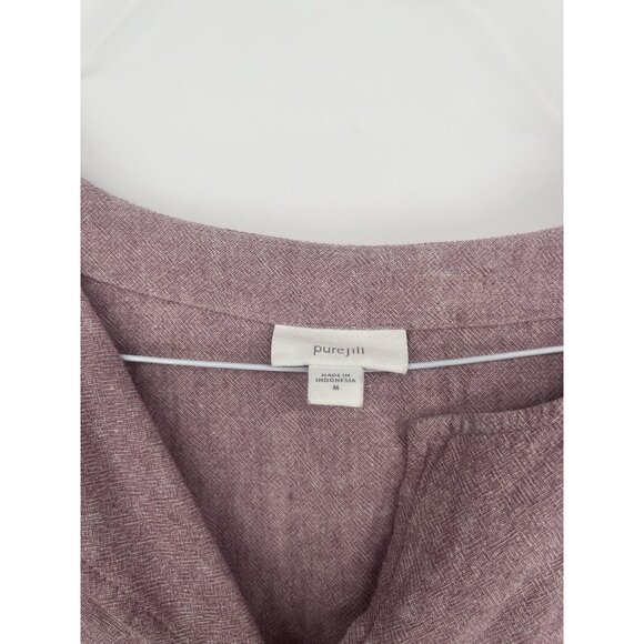 PureJill J. Jill Chambray Purple Split Neck Shift Dress Medium Linen Blend - Picture 2 of 5